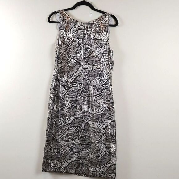 Tory Burch Metallic Leaf Print Silk Sheath Dress Size 8 - Picture 9 of 11